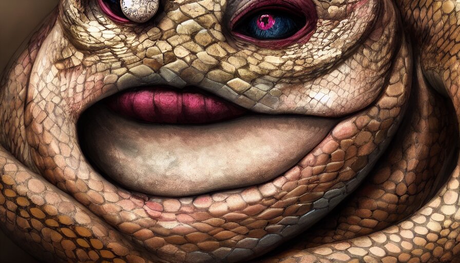 Lexica - Hybrid of a happy snake diamonds and sad clown, rule of thirds ...