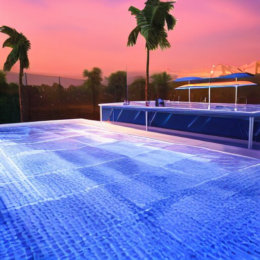 Lexica - A bar made with translucid fabric, swimming pool in front ...