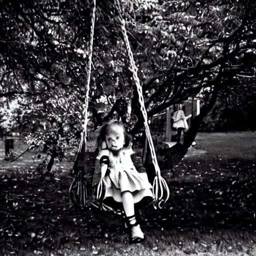 Lexica - Grunge disposable camera photo of a little girl on a swing ...