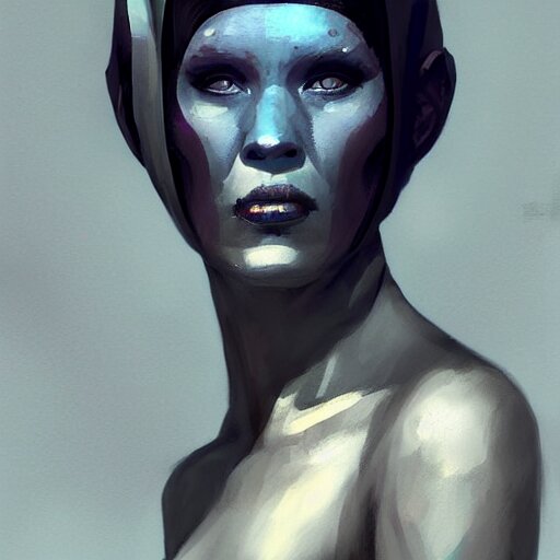 Lexica - Portrait of a female Twi'lek by Greg Rutkowski, blue skin, she ...