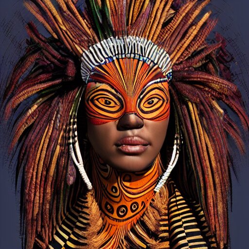 Lexica - A beautiful full body woman with an african mask, wearing an ...