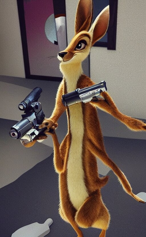 Lexica “kangaroo in the style of the movie zootopia holding a laser