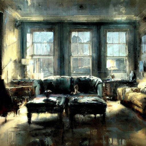 modem living room painting by jeremy mann Arthub.ai