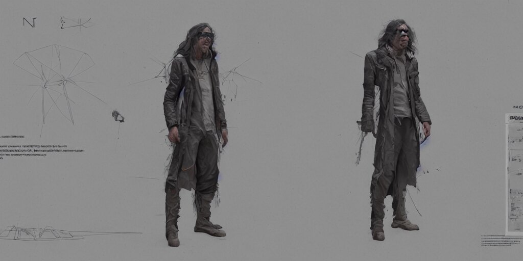 Lexica - Neil Young design, character sheet, 3d render, Greg Rutkowski ...