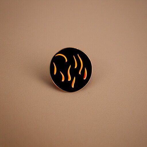 Lexica - Minimalistic enamel pin of fire flame, retro design