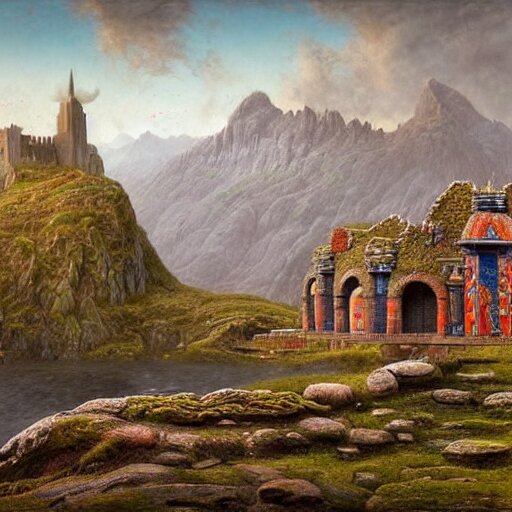 a beautiful and highly detailed matte painting of a colorful yet