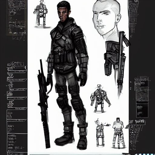 Lexica - Ryan church concept art sketch cyberpunk solider black cloth ...