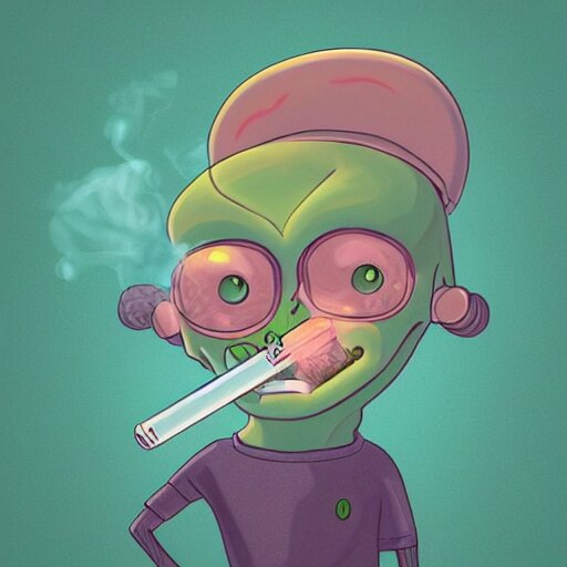 Lexica Cute Friendly Portrait Of An Alien Smoking Weed Digital Art Featured On Artstation