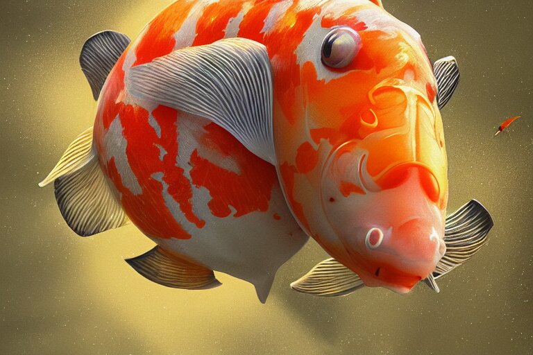Lexica - Koi fish circling the head of daisy ridley, lighting, concept ...