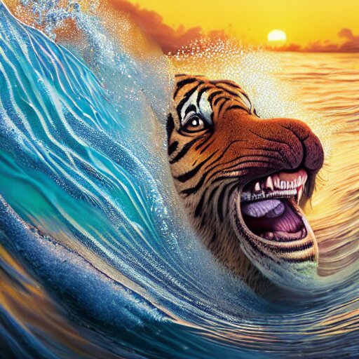Lexica - A closeup photorealistic render of a cute smiling tiger ...