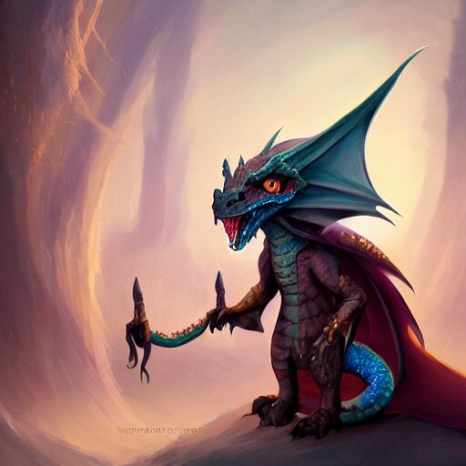 Lexica - A cute dragon dressed as a wizard , digital art , trending on ...