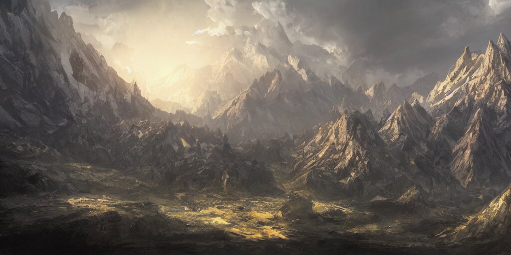 Lexica - Landscape view of a mountain with a huge city at the top ...