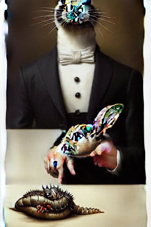 Lexica - Baroque oil painting handsome rabbit in elegant black suit ...