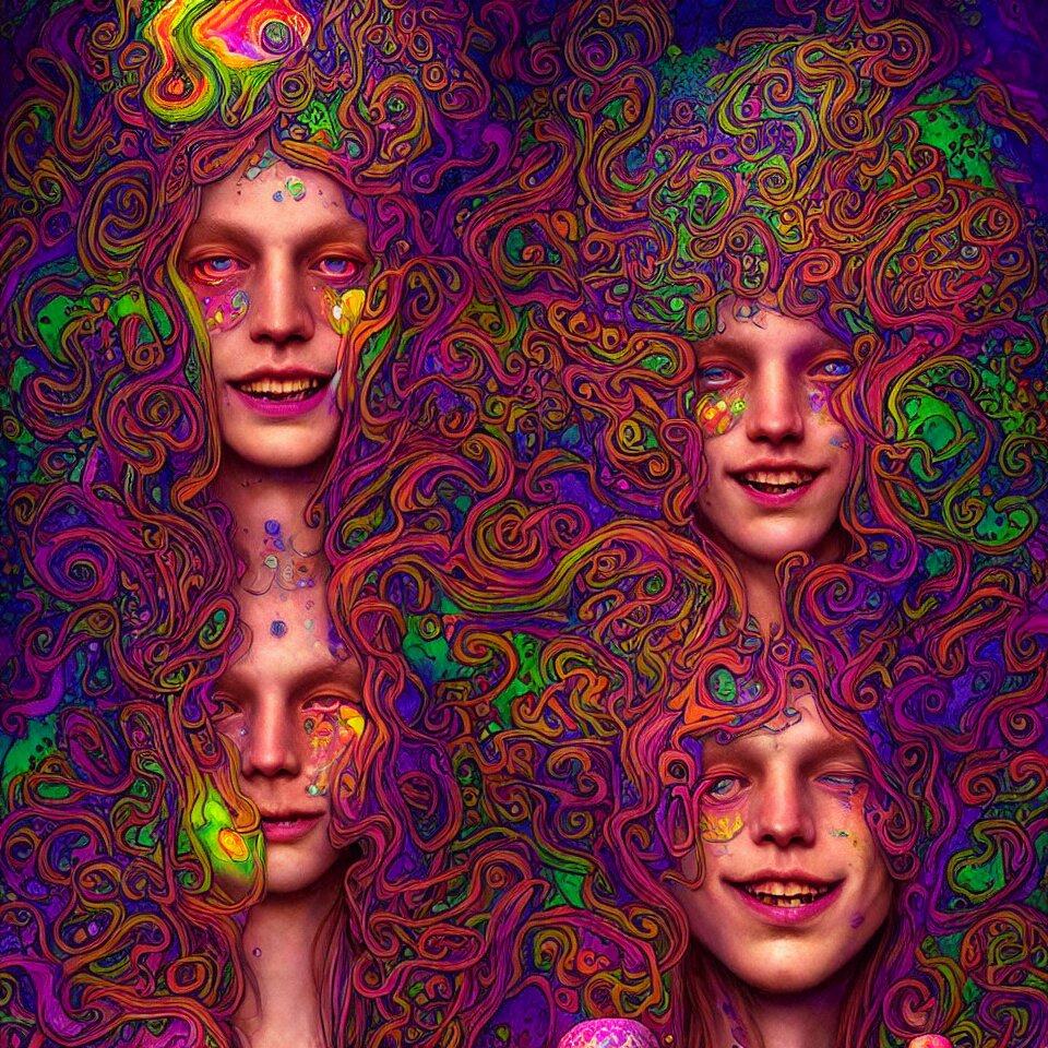 Lexica - Happy psychedelic portrait of stoner tripping on lsd and ...