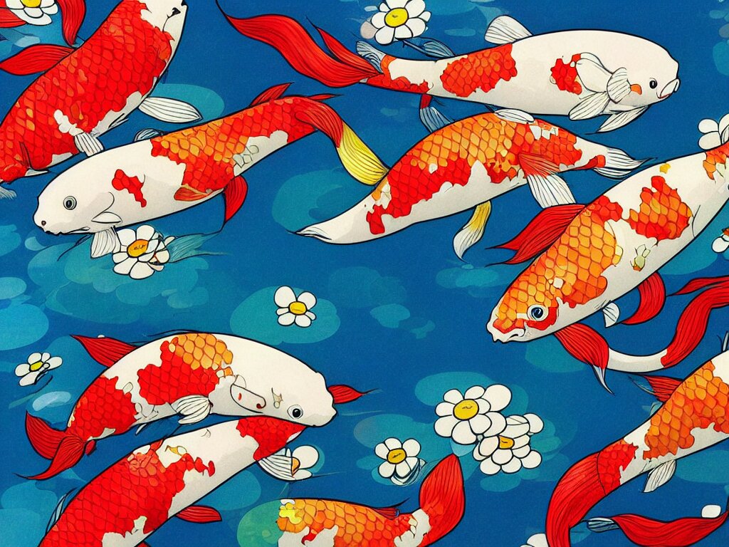 Lexica - Colorful koi carp, illustration, concept art, colorful ...