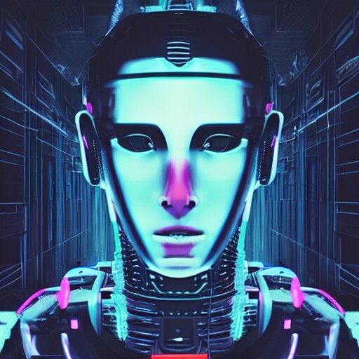 Lexica - Cyberpunk Robot Mugshot with cyberpunk aesthetic