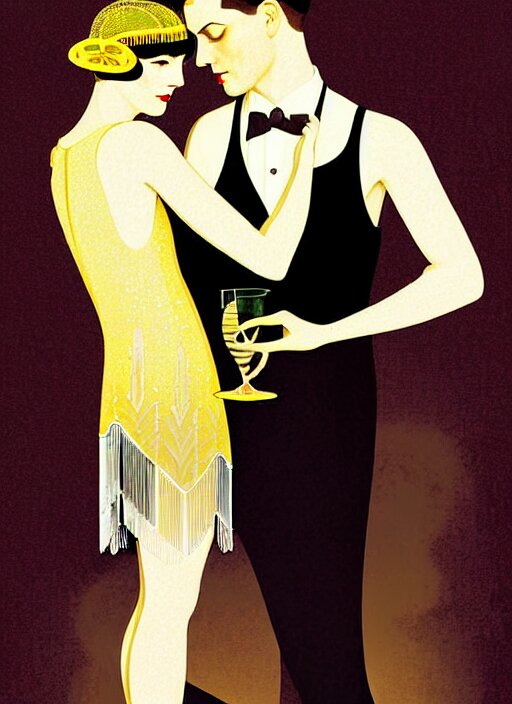 Lexica - A beautiful classy flapper couple, dimly lit upscale 1920s ...