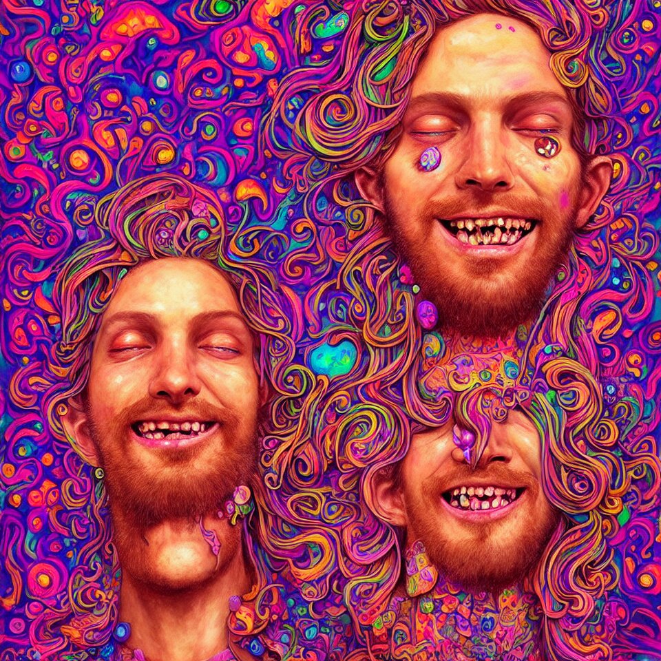 Lexica - Happy psychedelic portrait of stoner tripping on lsd and ...