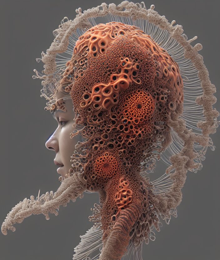Lexica - Portrait intricate mask, eagle coral, jelly fish, mandelbulb 3 ...