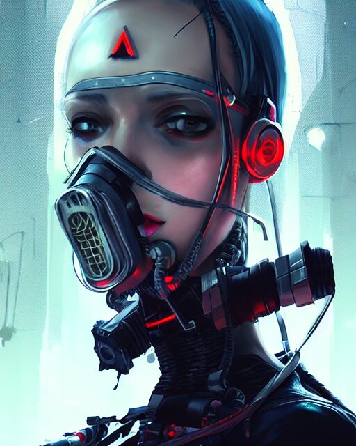 beautiful female assassin wearing cyberpunk clothing