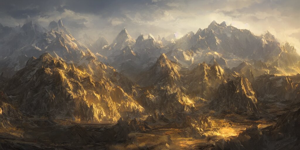 Lexica - Landscape view of a mountain with a huge city at the top ...