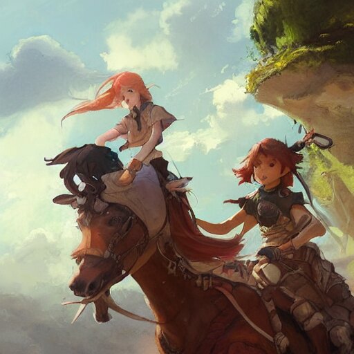 Lexica - A group of people riding on the backs of horses, a storybook ...