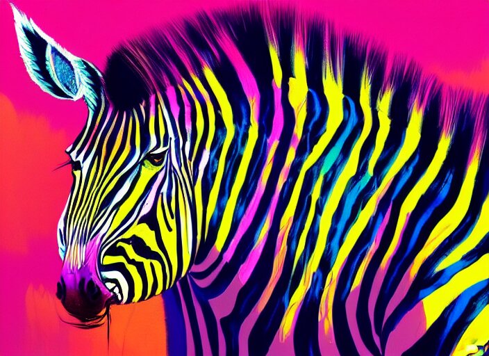 Lexica - A psychedelic portrait of very swaggy and cool zebra, vibrant ...