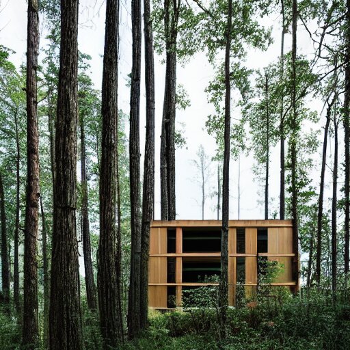 Lexica - A building in the middle of a forest, architecture