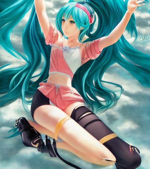 Lexica - Anime art of beautiful Hatsune miku with beautifel legs by ...