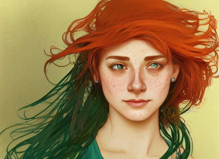 Lexica Portrait Of A Beautiful Smiling Girl With Orange Hair And 