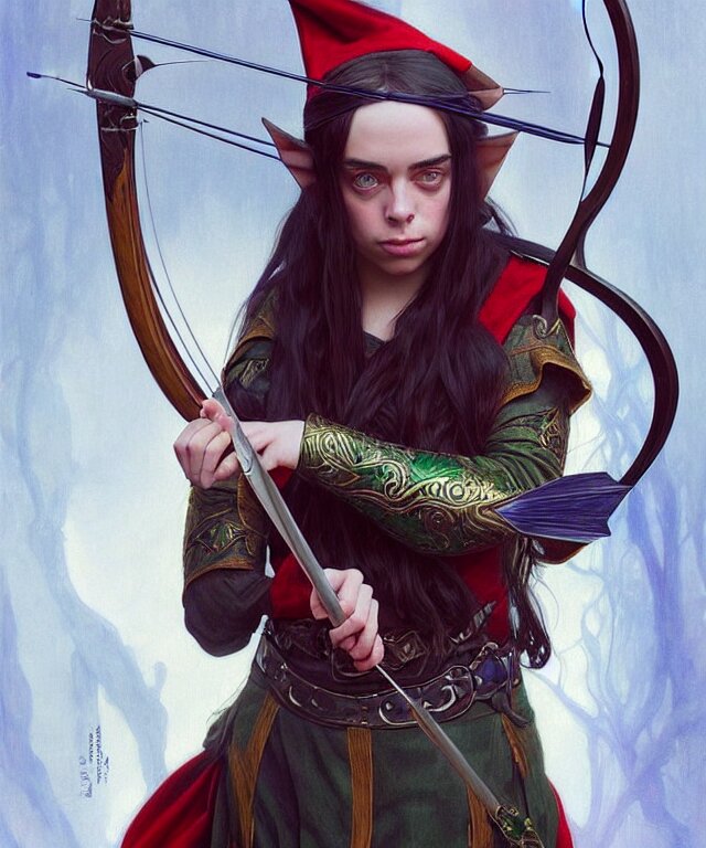 Lexica - Billie Eilish as a fantasy elf with a bow and arrow, portrait ...