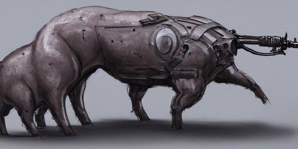 Lexica - Concept art of a strong geared metal pig machine
