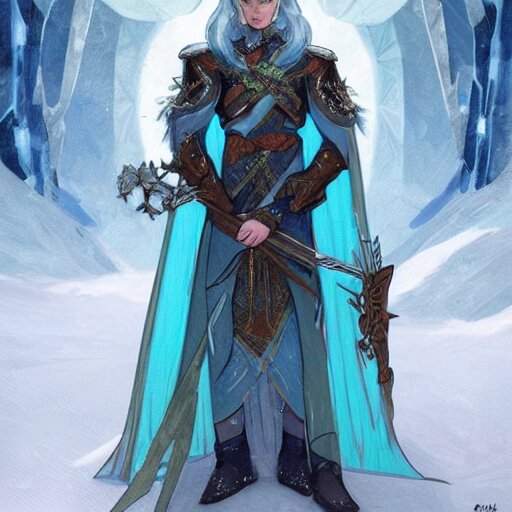Lexica - An epic concept art of a handsome snow elf in a turquoise cape ...