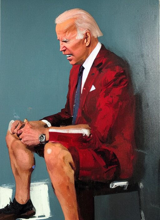 joe biden sitting on a urinal, Stable Diffusion