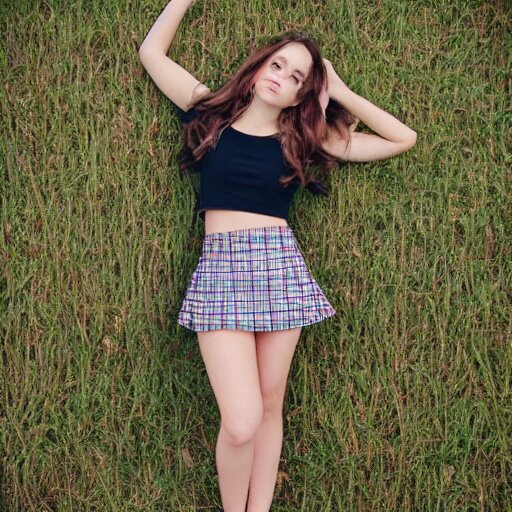 Lexica Teen Girl In Plaid Mini Skirt And Crop Top Intricate Extremely Detailed Modeling