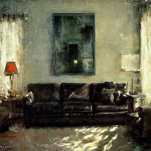 modem living room painting by jeremy mann Arthub.ai
