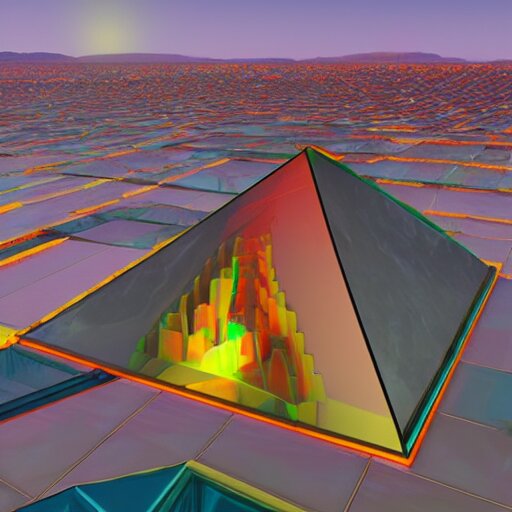 Lexica - Pyramids made of colored glass at night, trending on ...