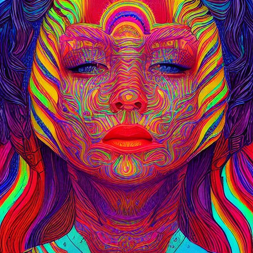 the head of a beautiful rainbow woman, an ultrafine detailed ill ...