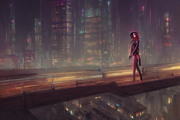 Lexica - A beautiful picture of a girl standing on top of a bridge over ...