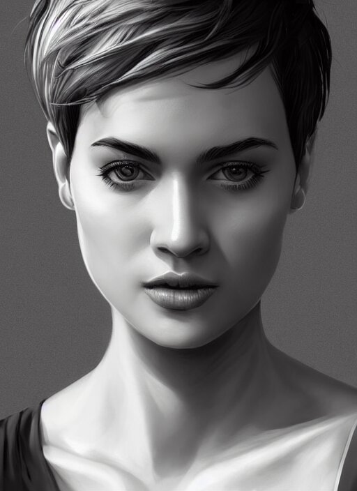 Lexica - Up close portrait of a beautiful woman in black and white ...