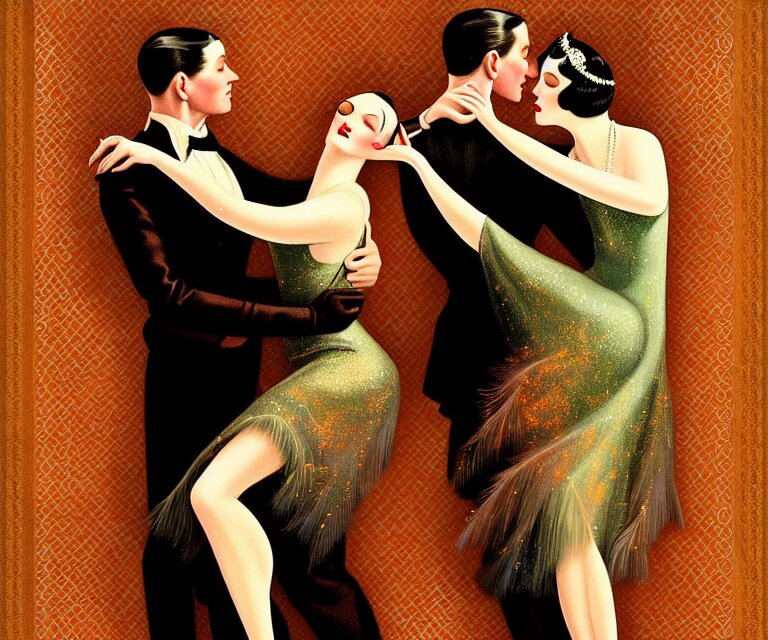 Lexica - A beautiful classy dancing couple, dimly lit upscale 1920s ...