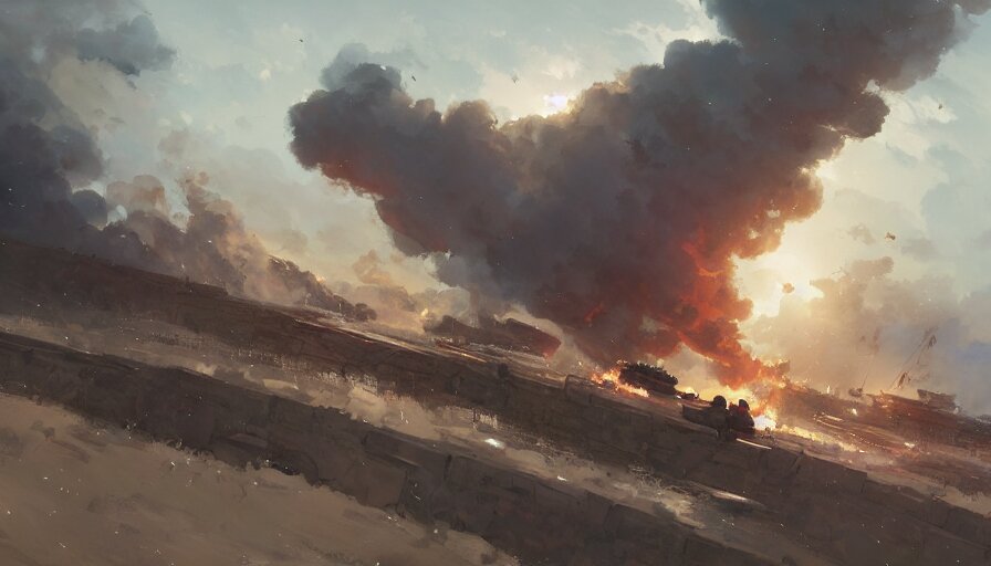 Lexica - Normandy ww 2 battle, trending on pixiv fanbox, painted by ...