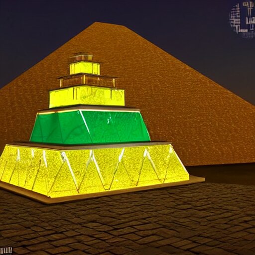 Lexica - Pyramids made of colored glass at night, trending on ...