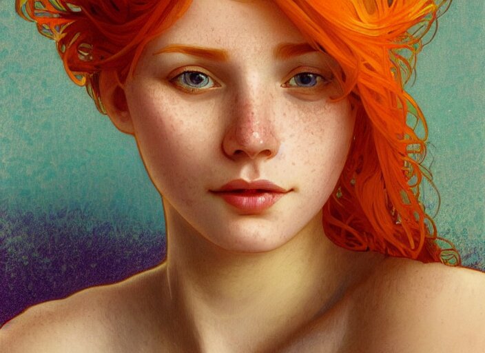 Lexica Portrait Of A Beautiful Smiling Girl With Orange Hair And 