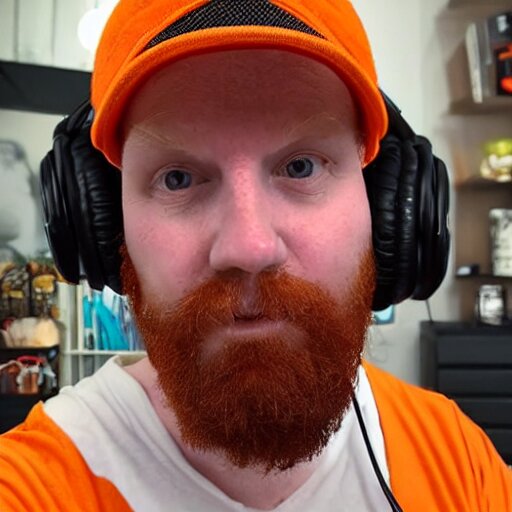 Lexica - Middle aged streamer on twitch with black hat, stubble, ginger ...