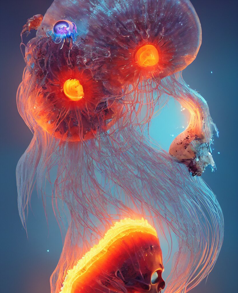 Lexica - Goddess unearth creature masked portrait. jellyfish phoenix ...