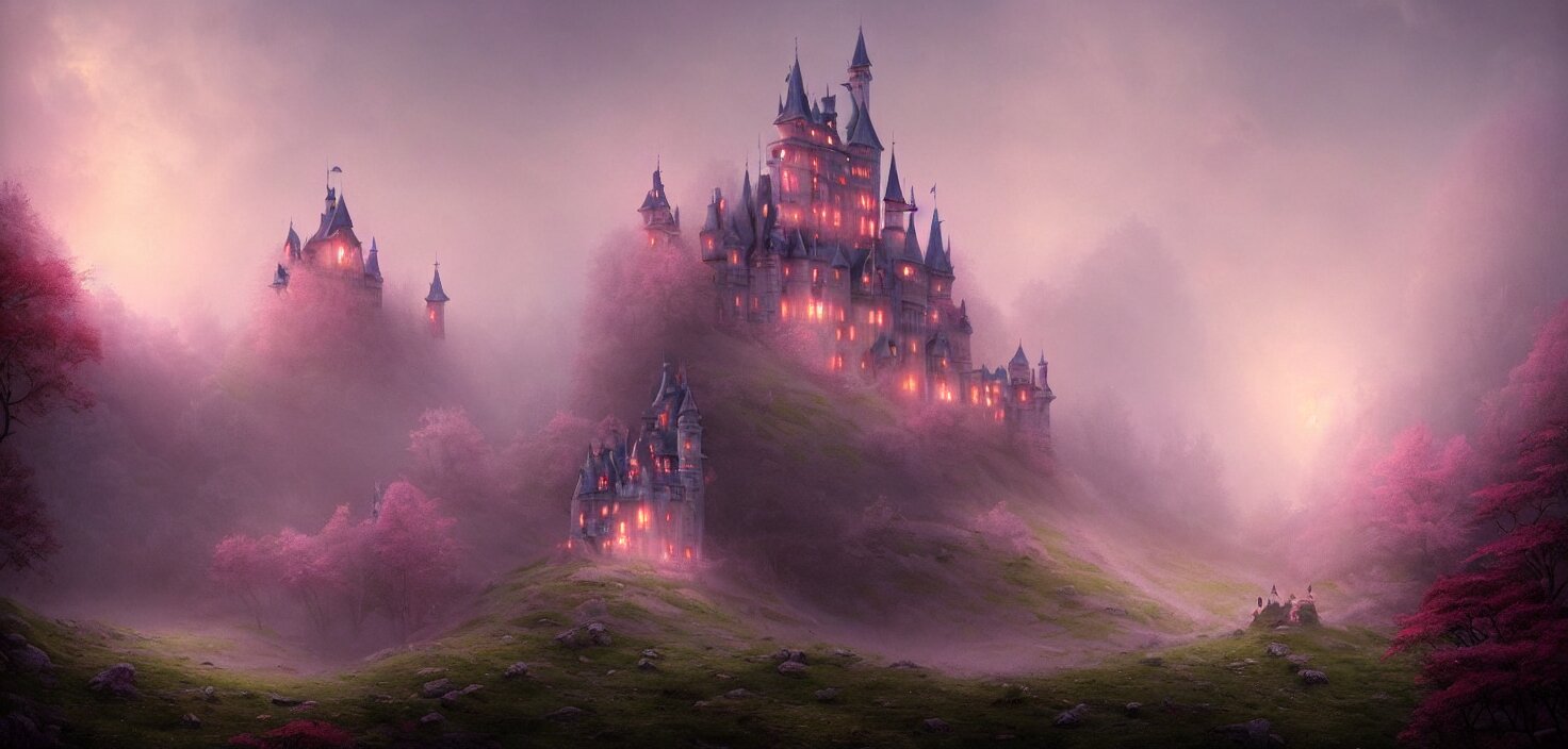 high fantasy castle on a mountain, concept art, on an, Stable Diffusion