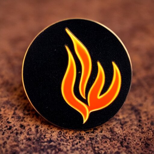 Lexica - Minimalistic enamel pin of fire flame, retro design