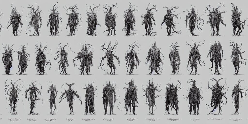 Lexica - Lovecraftian god, character sheet, concept design, contrast ...