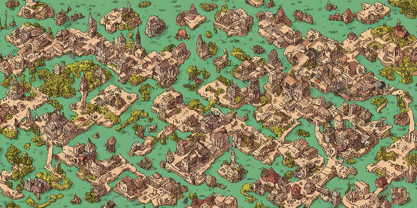 Lexica - A rpg map with random colored regions detailed, flat vivid ...